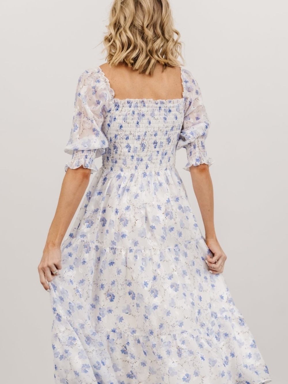 Baltic Born Fabian Jacquard Midi Dress | Blue Floral Size XLXL - Picture 5 of 5